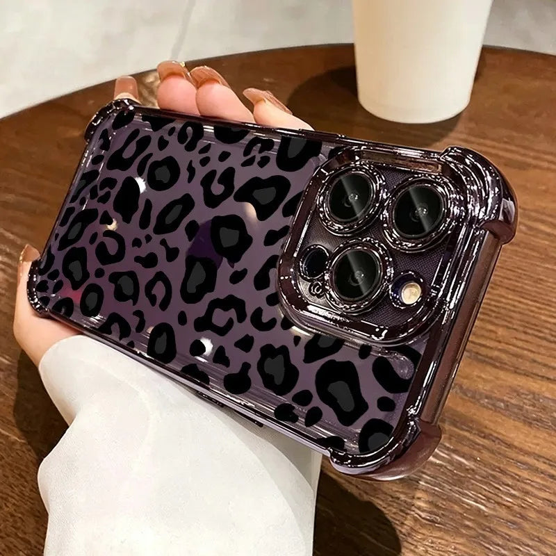 Burgundy leopard print phone case for iPhone 13–18 Pro Max by HSF Marketplace