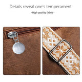 Vintage soft leather women's shoulder purse with multi-pocket design and ethnic patterned strap, ideal for everyday use.
