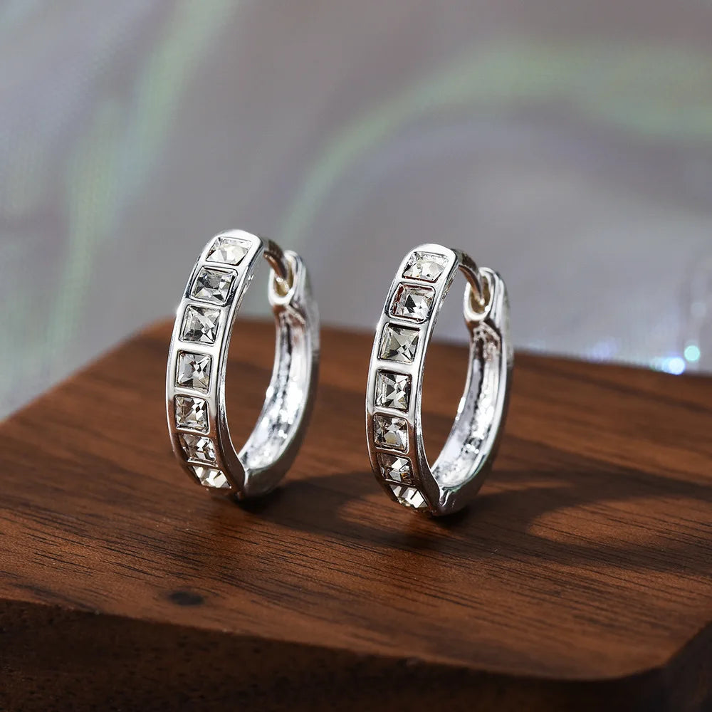 925 sterling silver zircon earrings for women, elegant sparkling jewelry pair