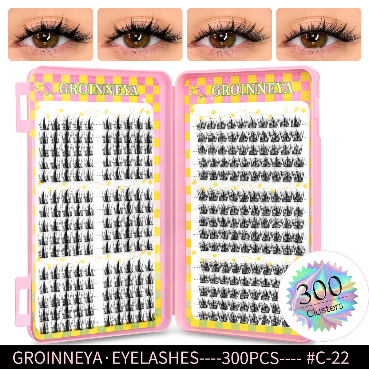 Natural eyelash clusters, 320-piece volume mixed tray false eyelashes by HSF Marketplace