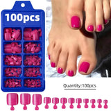 HSF Marketplace pink French tip press-on toenails, square shape, short glossy false toe nails set, 120 pieces