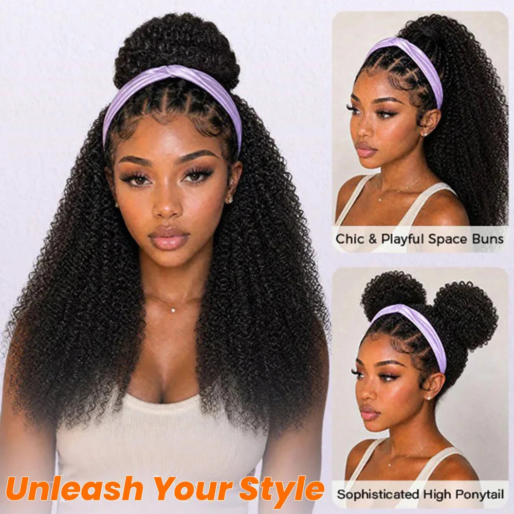 Afro kinky curly drawstring ponytail, 100% human hair, 4B4C texture, clip-in ponytail extension in black
