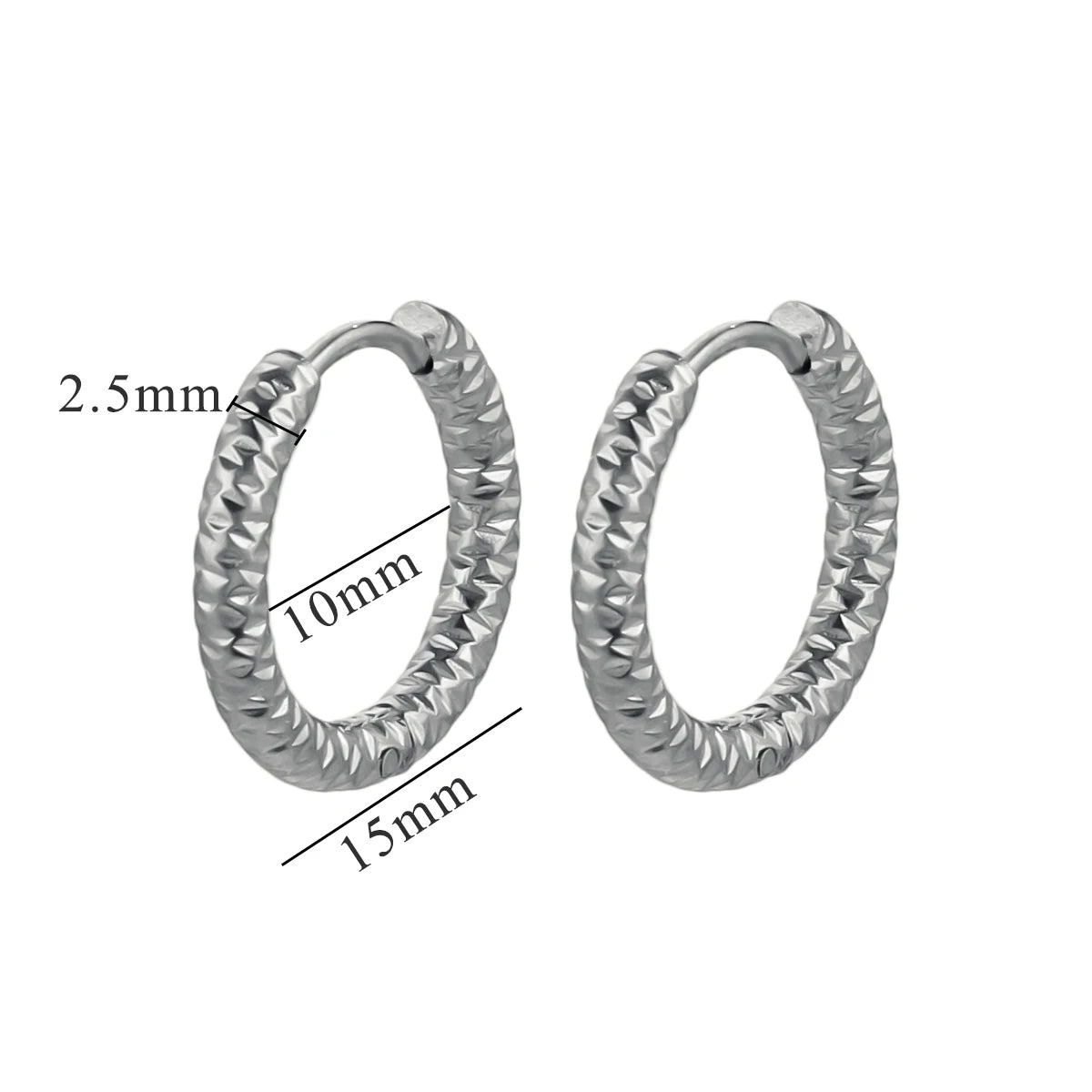 6PCS stainless steel textured hoop earrings by HSF Marketplace for DIY jewelry making