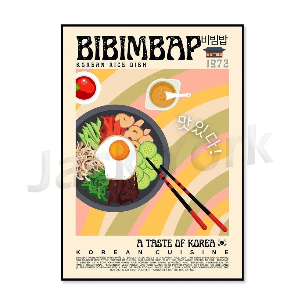 Vintage kimchi poster featuring retro Korean cuisine artwork, K-Culture wall art by HSF Marketplace