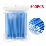 Set of 500/1000PCS HSF Marketplace micro brushes for eyelash extension application and removal, crystal swab applicators for precise grooming.