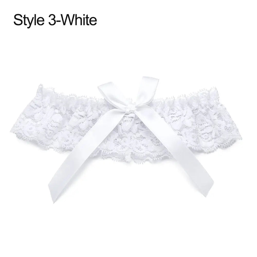 Women's lace bow garter belt leg ring with bowknot, bridal lingerie thigh accessory