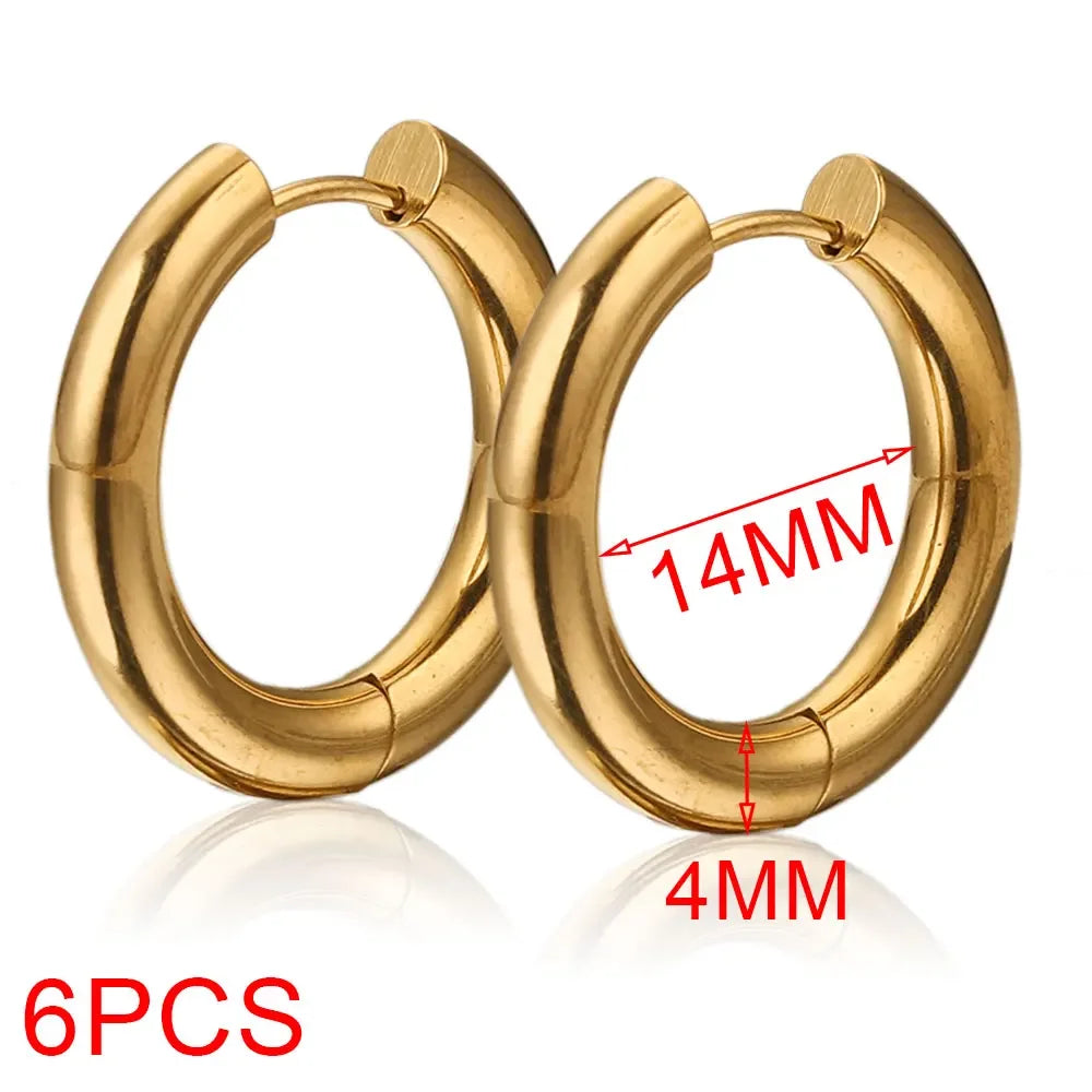 Gold plated large round hoop earrings for women, 6-piece jewelry set by HSF Marketplace