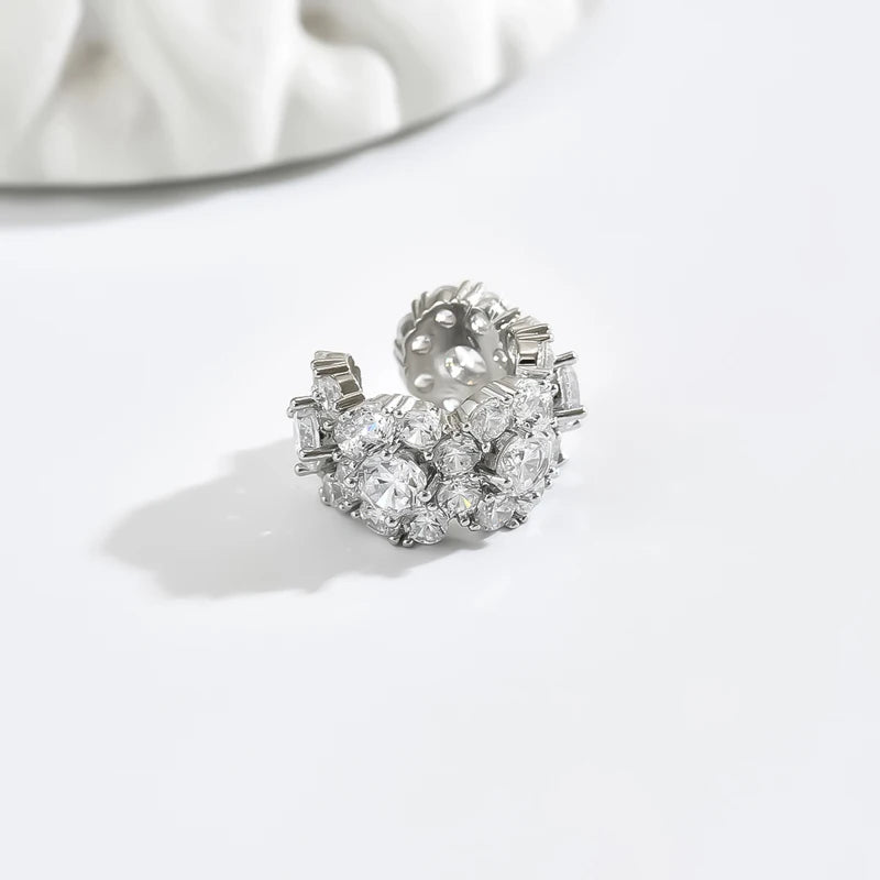 Shiny zircon adjustable metal ear cuff clip-on earring for women and girls, no-piercing jewelry