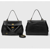 Large capacity women's split leather tote bag in a structured design with dual handles and spacious interior