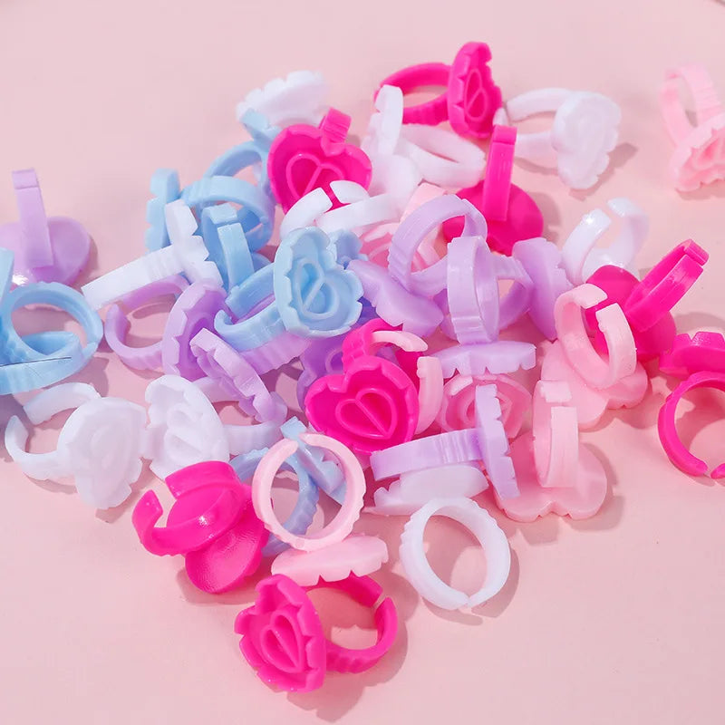 100PCS Disposable Glue Rings Eyelash Extension/Nail Art/Tattoo Blossom Smart Cup Extension Supplies Tools