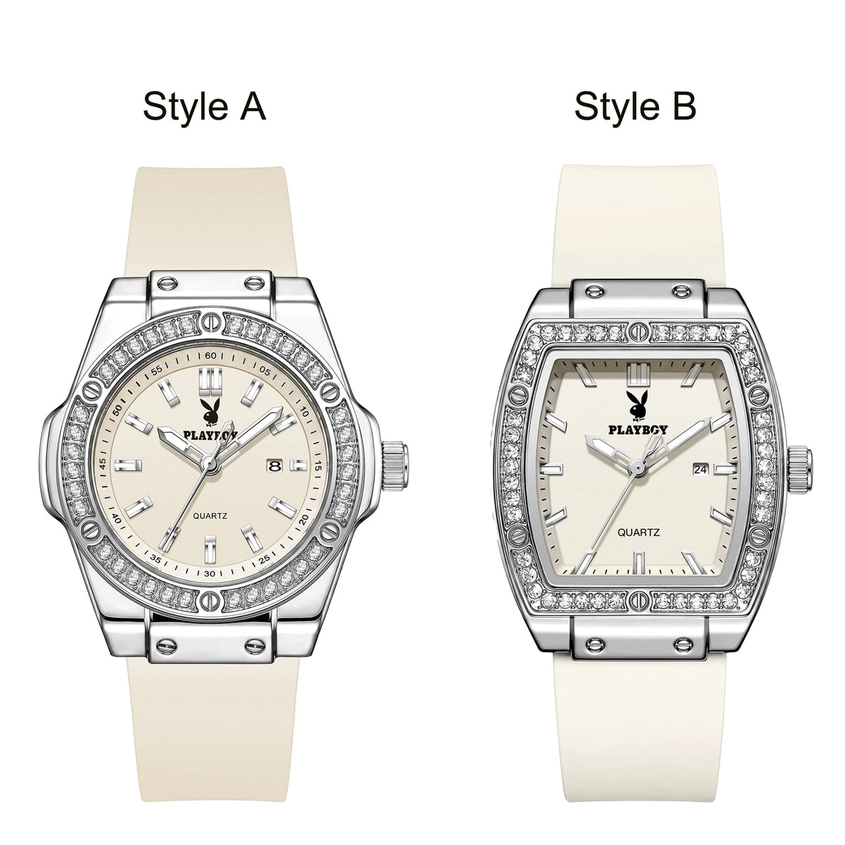 PLAYBOY Woman Elegant Date Quartz Wristwatch Waterproof Luminous Diamond Bezel Watches for Woman Luxury Original Brand Reloj