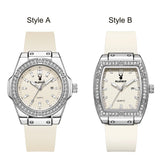 PLAYBOY Woman Elegant Date Quartz Wristwatch Waterproof Luminous Diamond Bezel Watches for Woman Luxury Original Brand Reloj