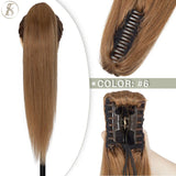 TESS Brazilian human hair claw clip-in ponytail extension, 14–22 inches, natural black to blonde