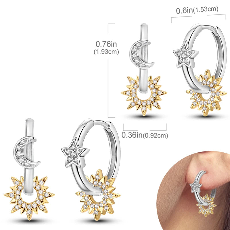 925 sterling silver hoop earrings with zirconia stones, hypoallergenic women’s jewelry by HSF Marketplace