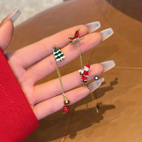 Moving Santa Claus tassel dangle earrings for festive style by HSF Marketplace