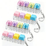 Colorful HSF Marketplace keyboard keychain fidget toy with crystal clicker for stress relief, perfect for adults and kids.