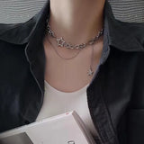 Y2K star zircon pendant necklace by HSF, featuring a sparkling star-shaped charm on a delicate chain