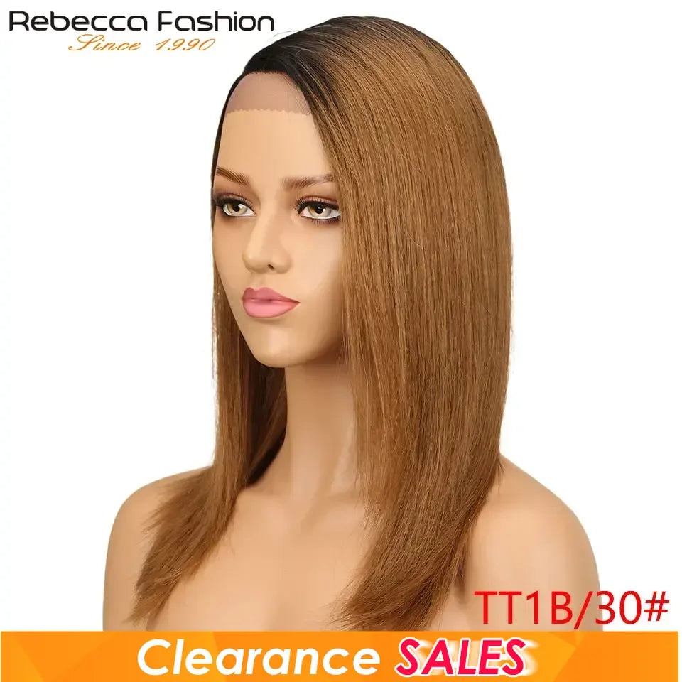 Rebecca 16-inch ombre brown lace wig with natural-looking human hair style by HSF Marketplace