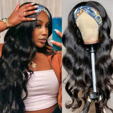 40 inch long body wave human hair headband wig with loose waves, easy-wear style