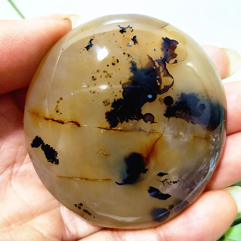 Natural Stone Waterplant Plant Small Tree Agate Palm Stone Meditation Spiritual Yoga Cure Feng Shui Crystal Room Ornament
