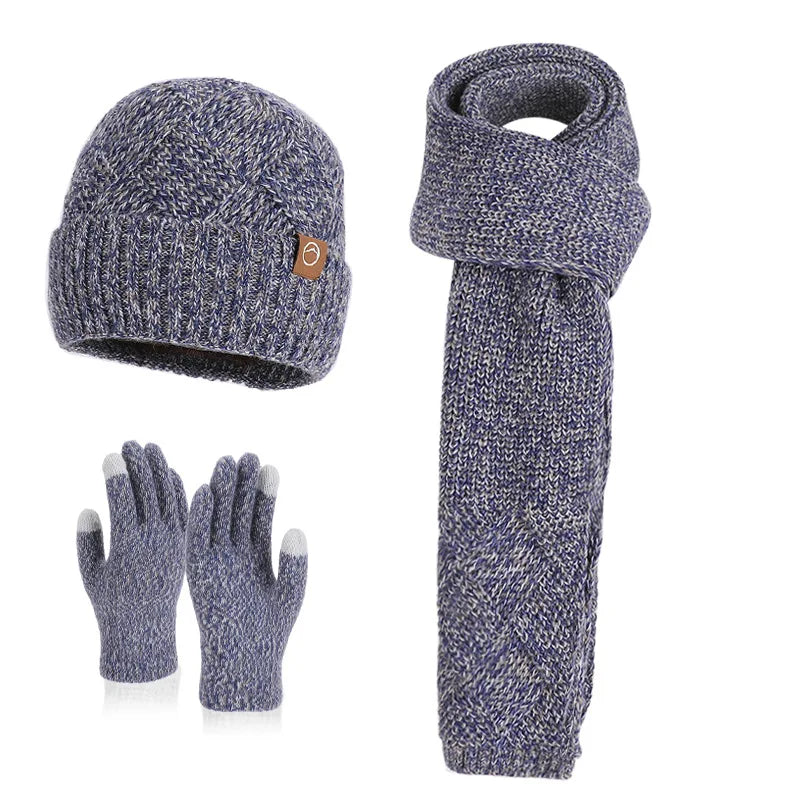 Winter knitted hat, scarf and gloves set for cold weather protection by HSF Marketplace