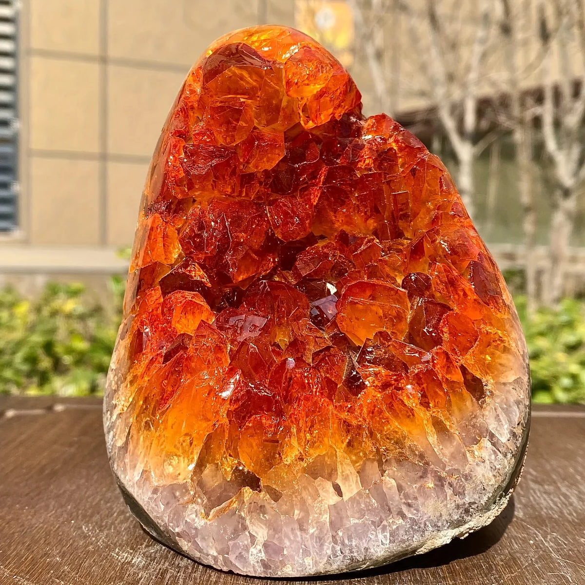 Orange Quartz crystal cluster from HSF Marketplace, natural mineral rock with vibrant orange hues, ideal for home or office decor.