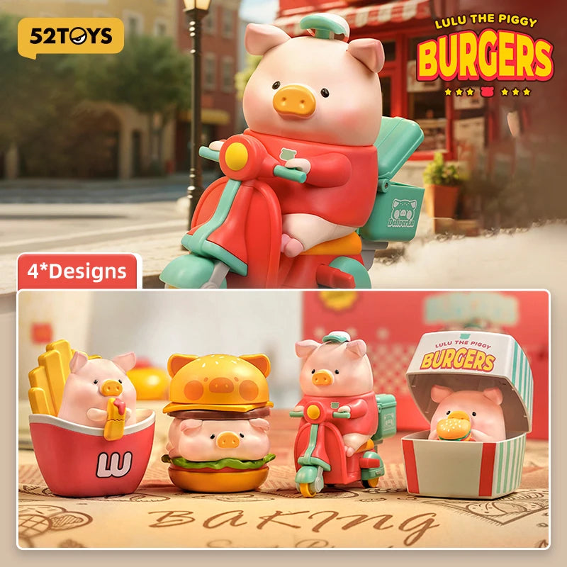 52TOYS LuLu the Piggy Burger Express movable action figure, collectible desktop decoration, random design