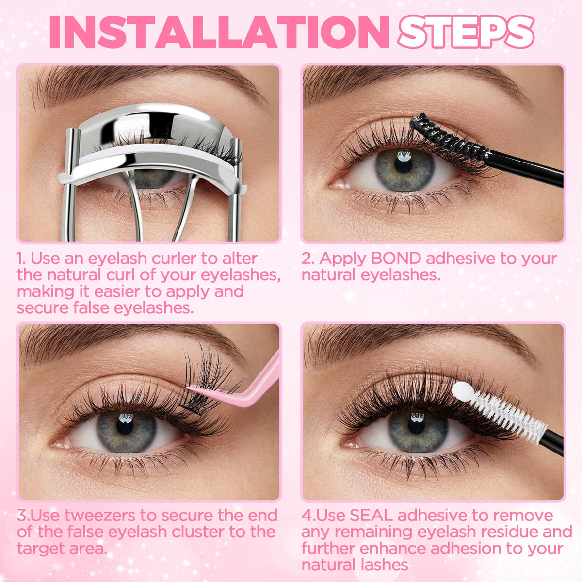 DIY Lash Extensions Kit Lashes Cluster with Lashes Shampoo Foam, Fan, Eyelash Extensions Tool Accessories for Lashes