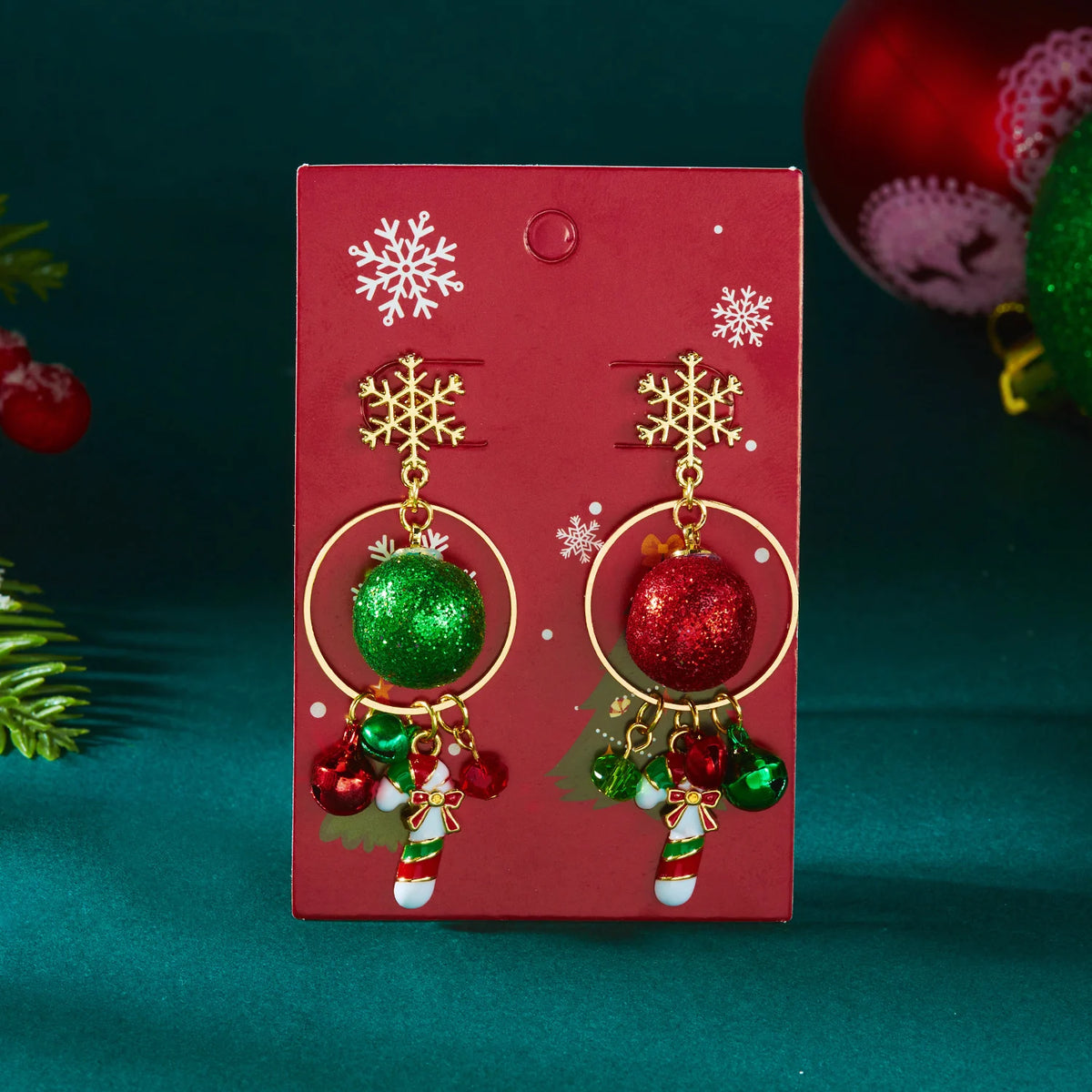 Merry Christmas pearl flower star bell dangle earrings for women by HSF Marketplace