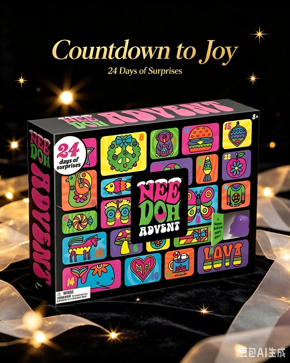 HSF Marketplace Hot Needoh Advent Calendar sensory squishy toy with 24 surprise countdown days for stress relief and family fun.