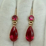 Bohemian vintage red teardrop earrings for women by HSF Marketplace