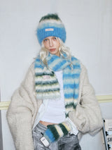 Warm striped scarf and gloves set for cold weather comfort by HSF Marketplace