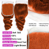 #350 Ginger Orange Loose Wave Human Hair Bundles Wholesale Bundles With Closure Frontal HD Lace Brazilian Deep Curly Hair Weave