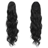 28-inch synthetic heat-resistant body wave drawstring ponytail with ombre brown and blonde highlights