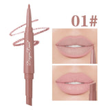 Waterproof nude matte lip liner and rose red lipstick pencil from HSF Marketplace, double-ended for lasting, moisturizing lip makeup.