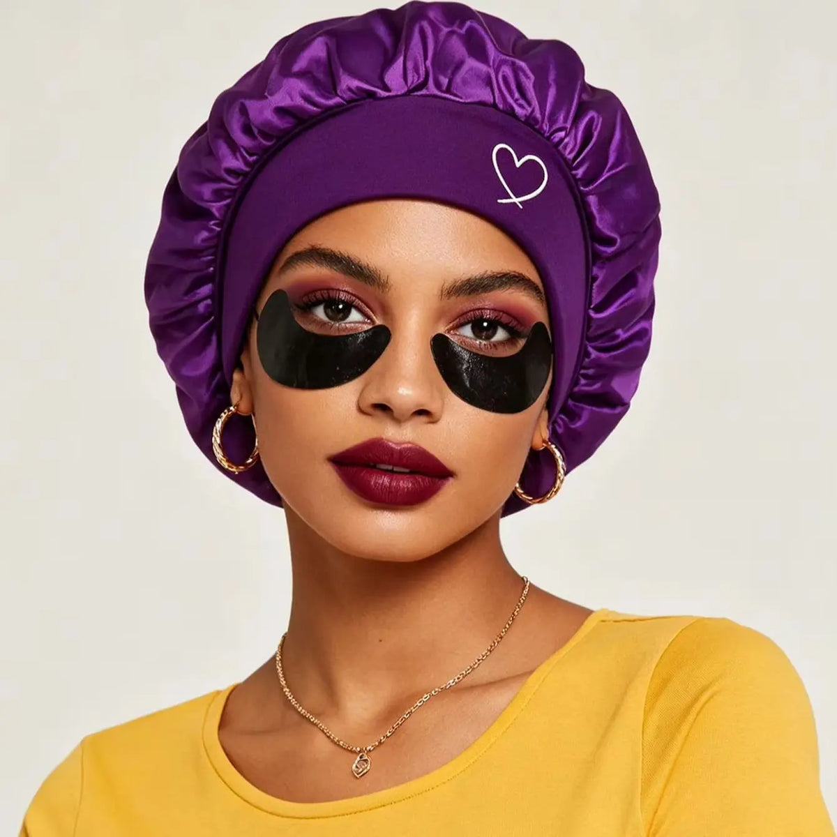 Satin sleep bonnet for women with fashionable wide brim for hair protection by HSF Marketplace