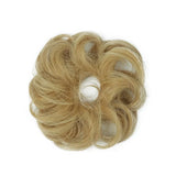 Wavy curly human hair messy bun ponytail hair piece with clip-in air bangs fringe for women