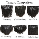 IXTUYLLY 4C clip-in virgin Remy human hair extensions in tight small afro kinky curls, African black