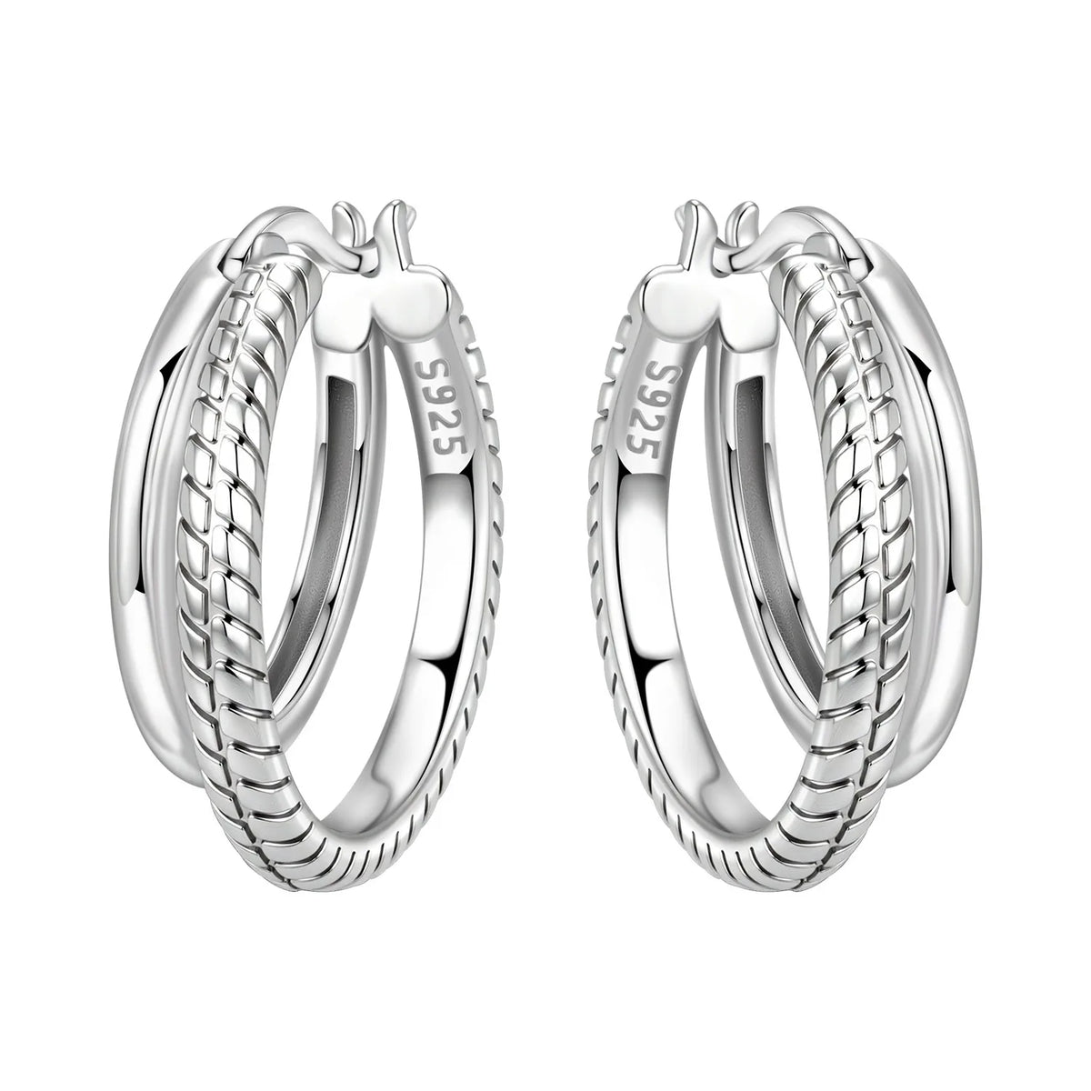 Orstarry 925 sterling silver double loop minimalist drop earrings for women