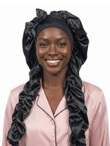 Heatless Curl Satin Bonnet for Sleeping, No Slip Sleep Bonnet with Long Curling Ribbons for Braids & Long Hair