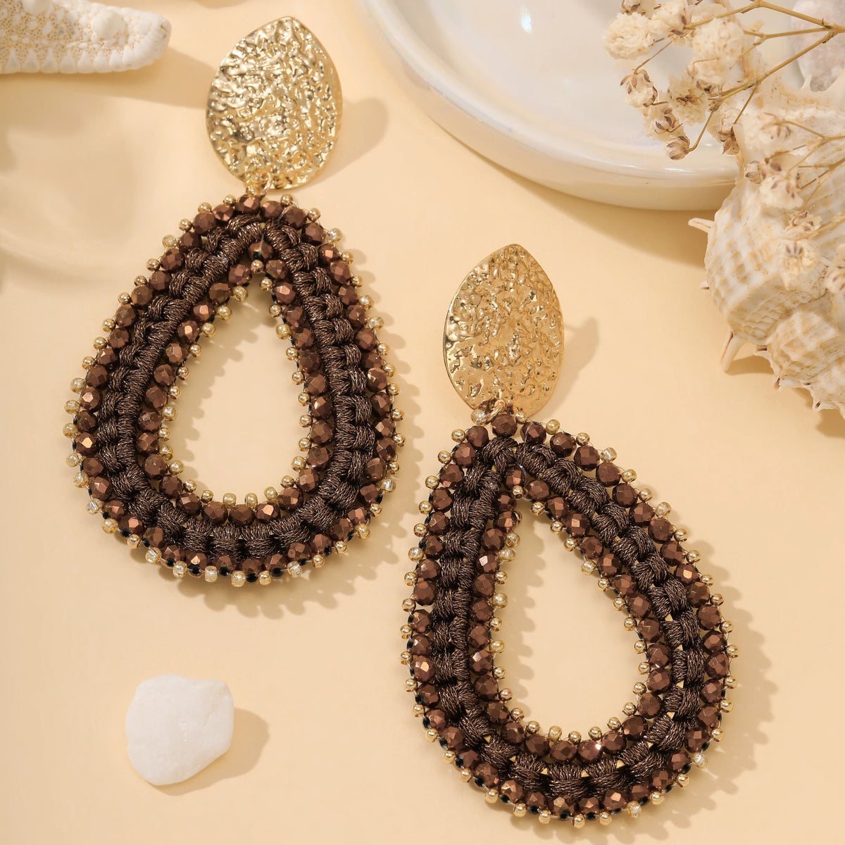 Colorful handmade water drop shape earrings for women by HSF Marketplace