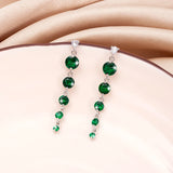 Women's Full Zircon Tassel Earrings Dangle Green Vintage Style Luxury Wedding Jewelry Christmas Valentine's Day Gift Accessories