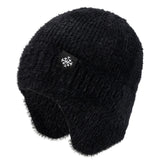 Women's candy color faux fur knitted earflap winter hat, soft Kpop-style beanie by HSF Marketplace