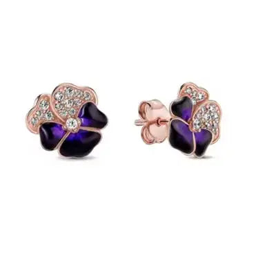 925 sterling silver herbarium cluster heart halo stud earrings with sparkling accents for women