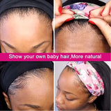 Short bob kinky straight human hair headband wig, 250 density machine-made yaki virgin hairwig