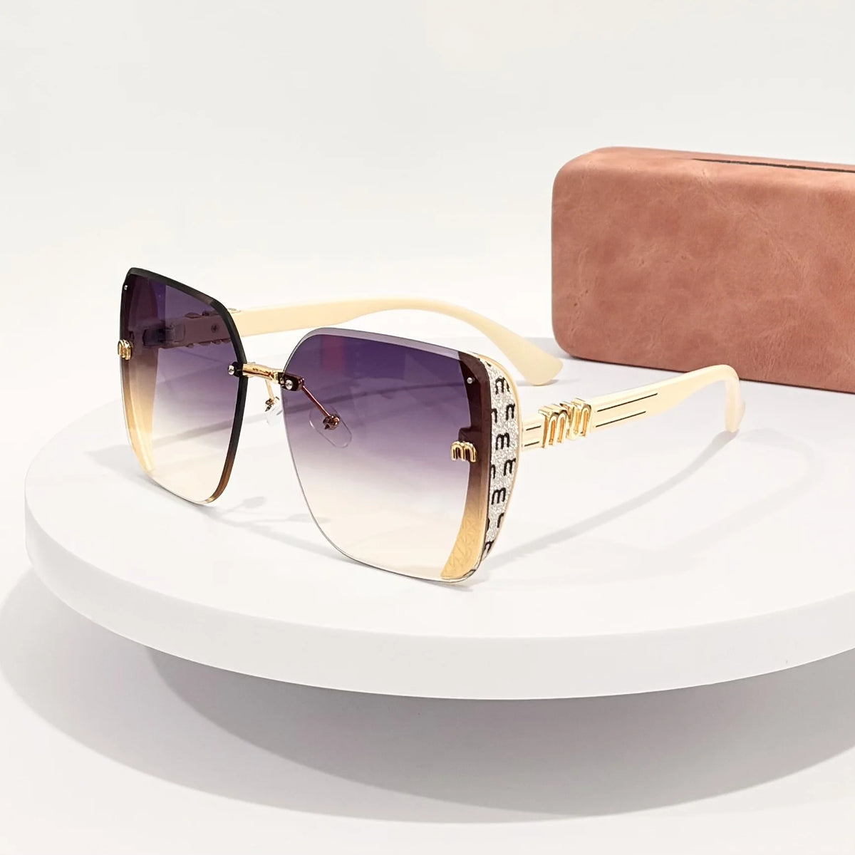 Oversized M letter women sunglasses by HSF Marketplace, square light luxury outdoor eyewear for travel and street fashion.