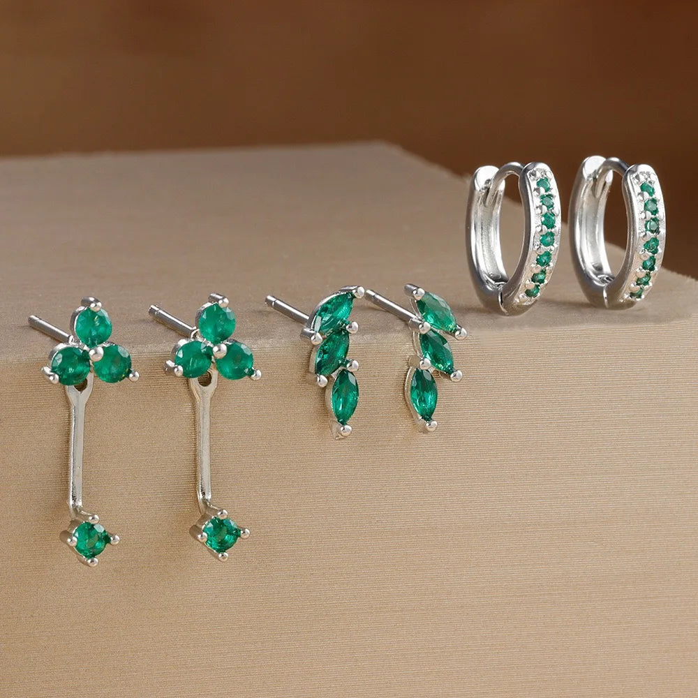 3 pairs zircon little huggies hoop earrings set, stainless steel cartilage piercing jewelry for women