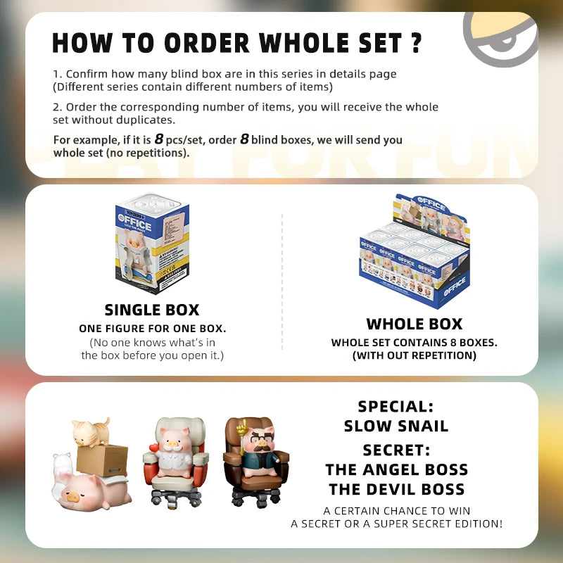 52TOYS LuLu the Piggy Office Series kawaii anime action figure blind box collectible plush figure display box
