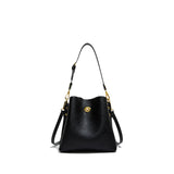 Large capacity burgundy PU leather women’s handbag with shoulder strap and bucket style, stylish and elegant for ladies.