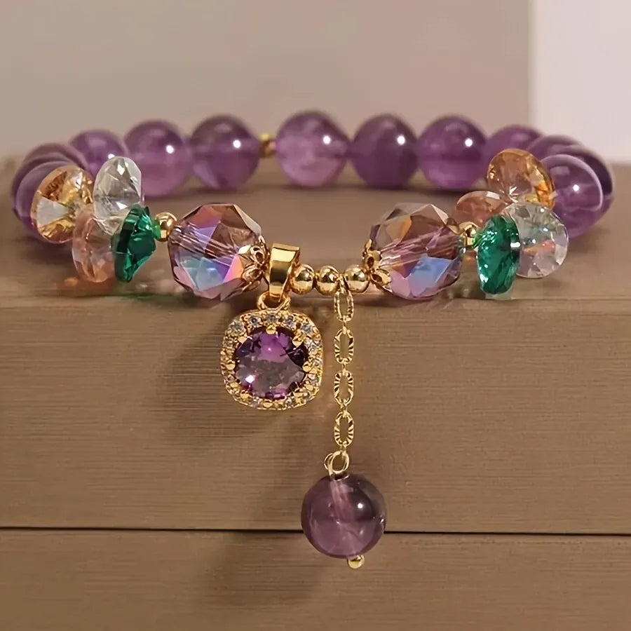 A Classic Amethyst Bead Bracelet with Natural Amethyst Bead Design and Natural Stone Healing Bracelet as a Beautiful Symbolic